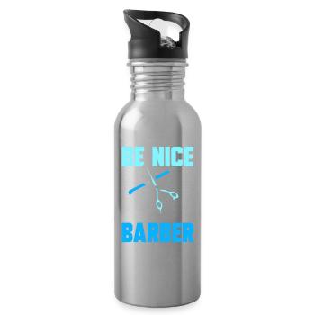 Be nice to your barber barbershop profession barber - Water bottle with straw - silver - Right