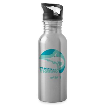 Grandfather's fishing buddy fishing fishing friend fishing - Water bottle with straw - silver - Right