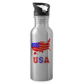 États-Unis Américains Amérique États-Unis Patriotique - Gourde avec paille intégrée - argent clair - Droite