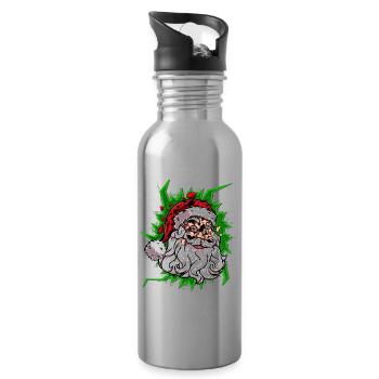 Weihnachtsmann frohe Weihnachten - Trinkflasche mit integriertem Trinkhalm - Lightsilver - Rechts