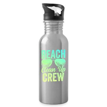 Beach Clean Up Team Beach Cleaning Beach - Water bottle with straw - silver - Right