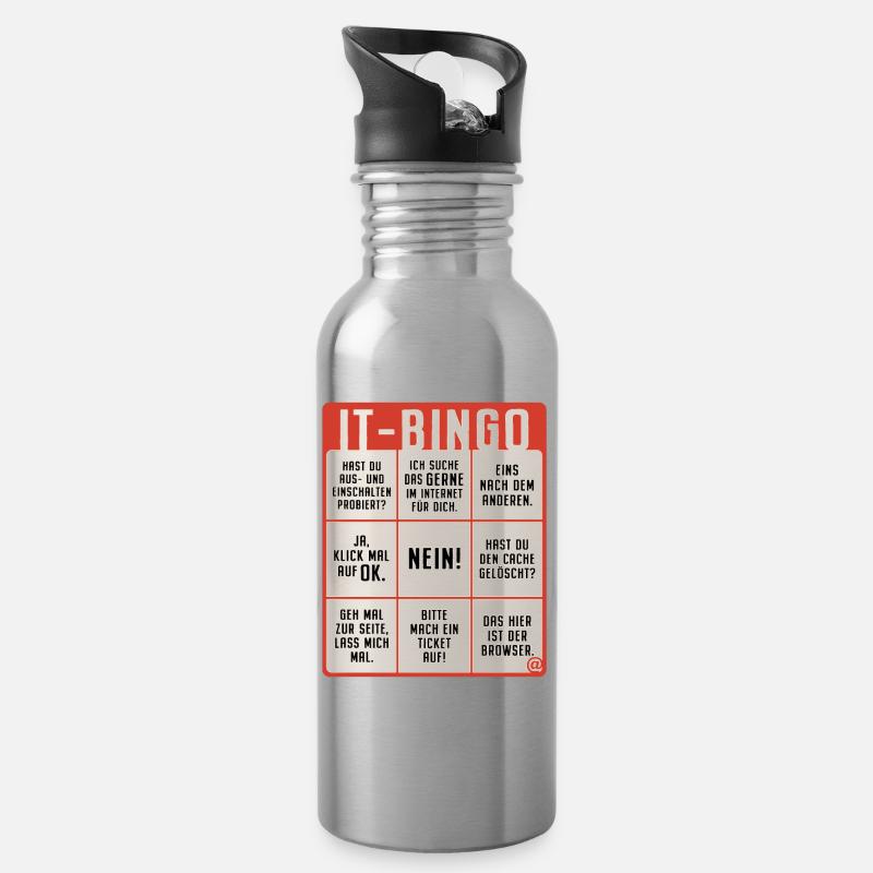 IT Support Bingo Service Desk IT Helpdesk Sysadmin - Trinkflasche mit integriertem Trinkhalm - Lightsilver