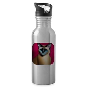 Siamkatze - Trinkflasche mit integriertem Trinkhalm - Lightsilver - Rechts