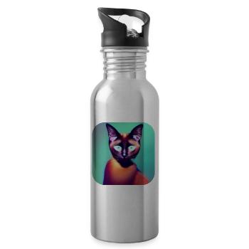 Siamkatze - Trinkflasche mit integriertem Trinkhalm - Lightsilver - Rechts