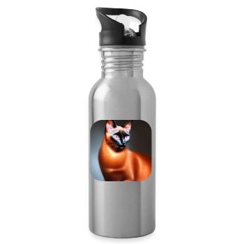 Siamkatze - Trinkflasche mit integriertem Trinkhalm - Lightsilver - Rechts