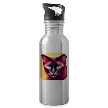 Siamkatze - Trinkflasche mit integriertem Trinkhalm - Lightsilver - Rechts