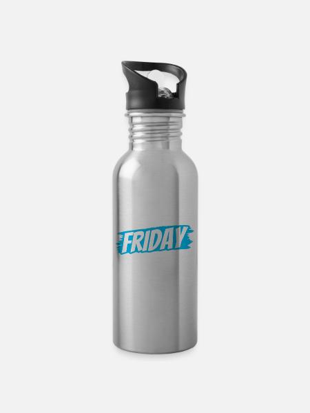Team Friday Sarcastic Enfin Humor Weekend - Gourde avec paille intégrée - argent clair