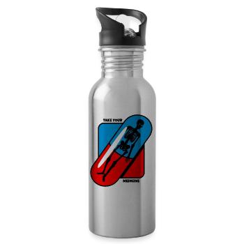 Nimm - Deine - Medizin - Gesundheit - Trinkflasche mit integriertem Trinkhalm - Lightsilver - Rechts