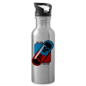 Take - your - medicine - skull - Water bottle with straw - silver - Right