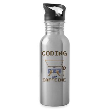 Programmieren Angetrieben Durch Koffein Coding - Trinkflasche mit integriertem Trinkhalm - Lightsilver - Rechts