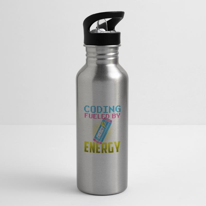 Programming with Energydrinks Coder Coding Code Water bottle with straw