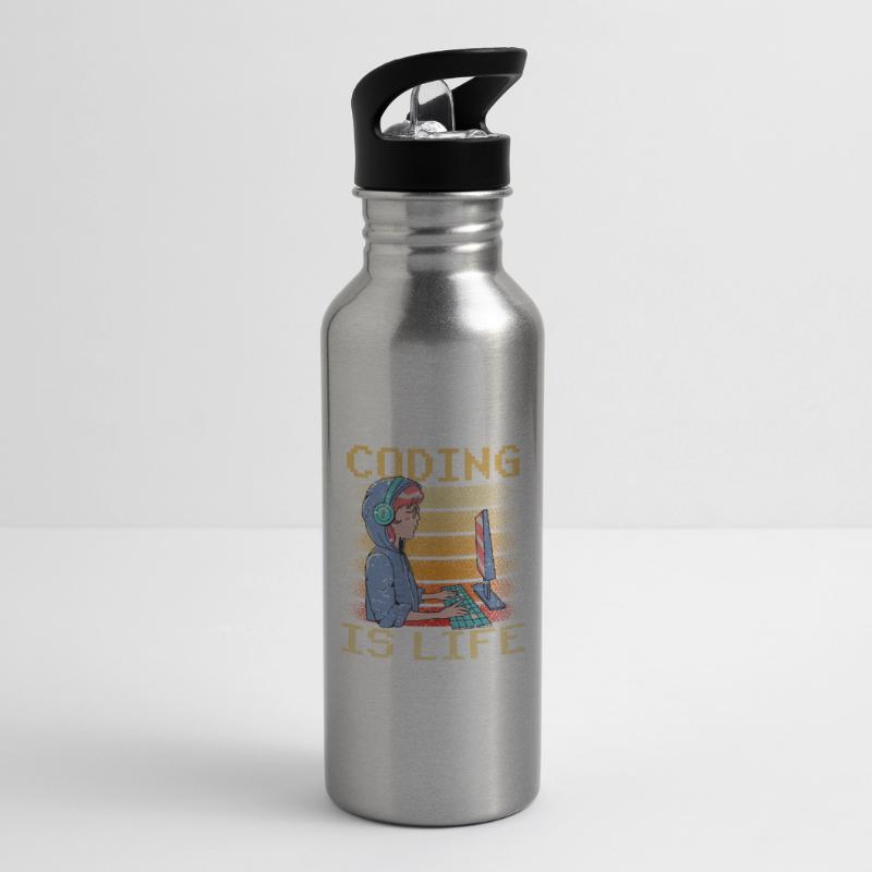 Coding is Life Coder Code Programmer Gourde avec paille intégrée