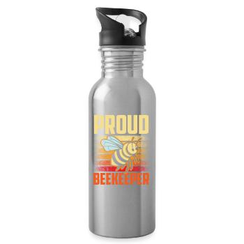 Proud Beekeeper Beekeeping Beekeeping Honey Bee - Water bottle with straw - silver - Right