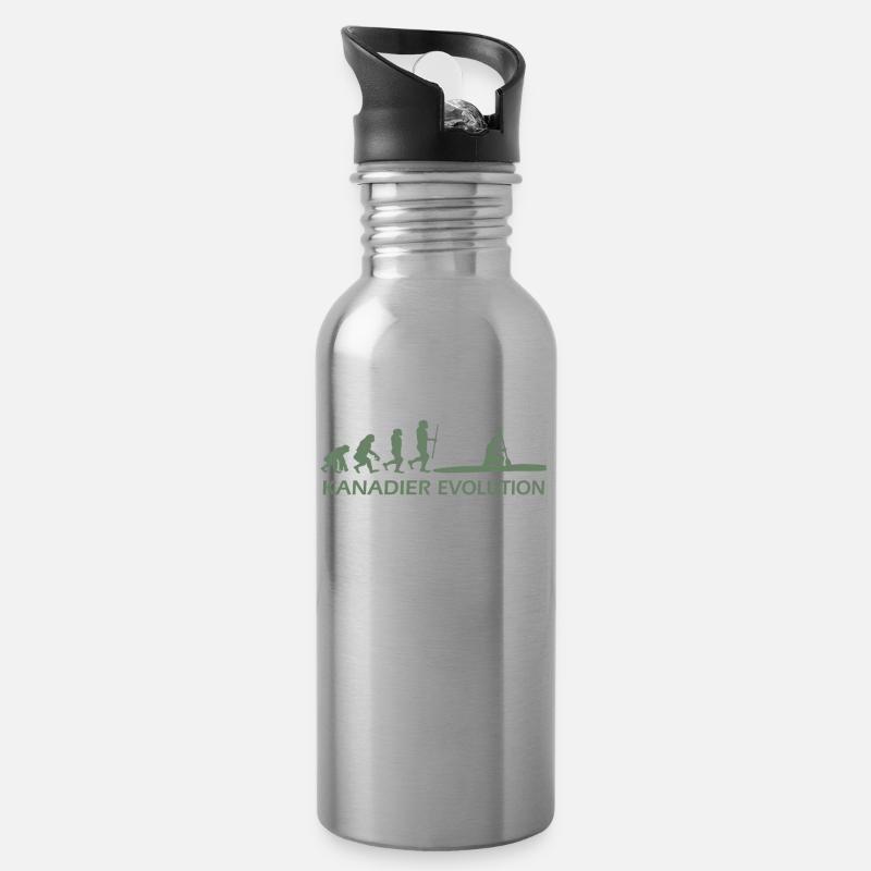 Kanadier Evolution Shirt mit Schrift - Trinkflasche mit integriertem Trinkhalm - Lightsilver