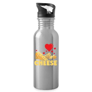 I love cheese lovers sweet sayings - Water bottle with straw - silver - Right
