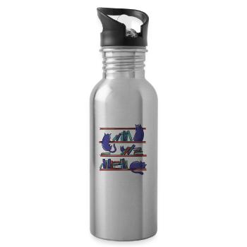 Bibliothek Team Bücher Liebhaber Bibliothekar - Trinkflasche mit integriertem Trinkhalm - Lightsilver - Rechts