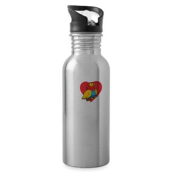I Love Parrot Cute Parrot Pet Animal - Water bottle with straw - silver - Right