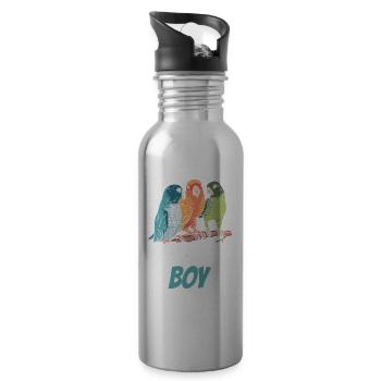 Perroquet Jeune Perroquet Jeunes Perroquets Animal Mignon - Gourde avec paille intégrée - argent clair - Droite