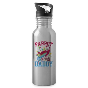 Papagei Papa Haustier Papageien Tier Süß - Trinkflasche mit integriertem Trinkhalm - Lightsilver - Rechts