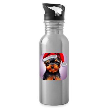 Yorkshire Terrier Welpe - Trinkflasche mit integriertem Trinkhalm - Lightsilver - Rechts