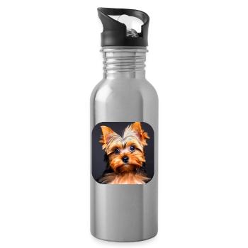 Yorkshire Terrier Welpe - Trinkflasche mit integriertem Trinkhalm - Lightsilver - Rechts