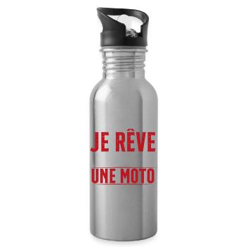 Je ne ronfle pas je rêve de moto ma passion - Gourde avec paille intégrée - argent clair - Droite