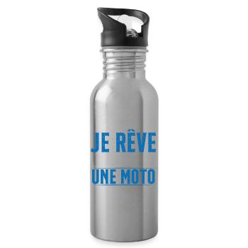 Je ne ronfle pas je rêve de moto ma passion - Gourde avec paille intégrée - argent clair - Droite