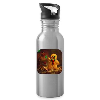 Weihnachts Lebkuchenmann - Trinkflasche mit integriertem Trinkhalm - Lightsilver - Rechts