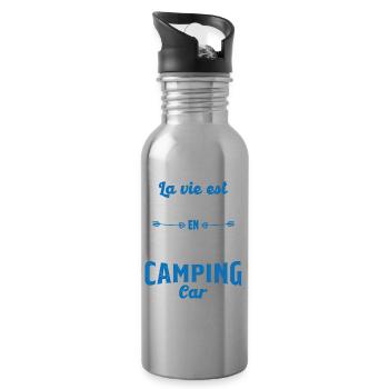 La vie est plus belle en Camping-car humour cadeau - Gourde avec paille intégrée - argent clair - Droite