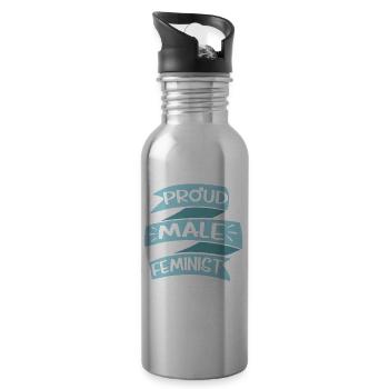 Proud Male Feminist Feminism Women - Water bottle with straw - silver - Right