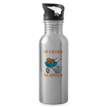 I am a retired grandmother grandma garden - Water bottle with straw - silver - Right