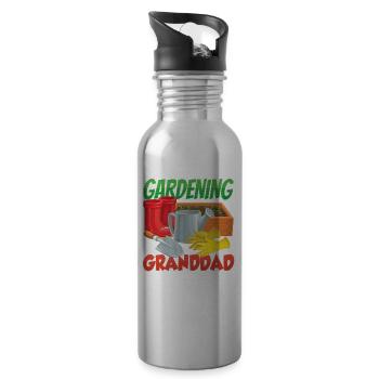 Jardinage Grand-père Jardinier Grand-père de jardin - Gourde avec paille intégrée - argent clair - Droite
