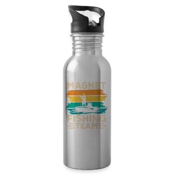 Magnet Fishing Team Magnetfischen Magnetfischer - Trinkflasche mit integriertem Trinkhalm - Lightsilver - Rechts