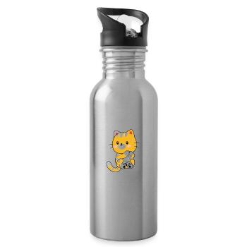 Je m'en fous Je suis un Chat Humour Chat Chaton - Gourde avec paille intégrée - argent clair - Droite