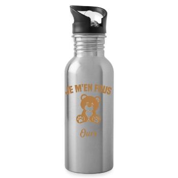 Je M'en Fous Je Suis Un Papa Ours - Gourde avec paille intégrée - argent clair - Droite