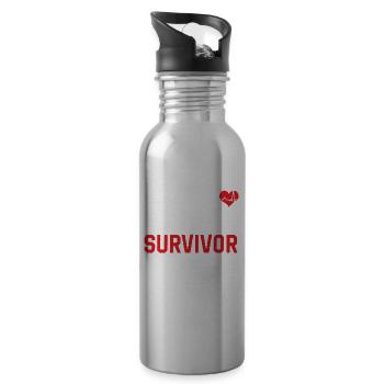 Survivor of a heart attack Heart attack - Water bottle with straw - silver - Right