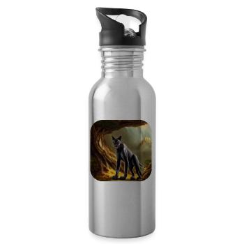 Chat sauvage - Gourde avec paille intégrée - argent clair - Droite
