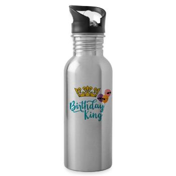 Birthday Men Boy funny Gift Kids - Water bottle with straw - silver - Right