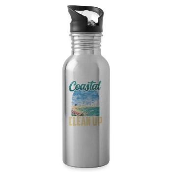 Coastal Cleanup Beach Clean Up Beach - Water bottle with straw - silver - Right