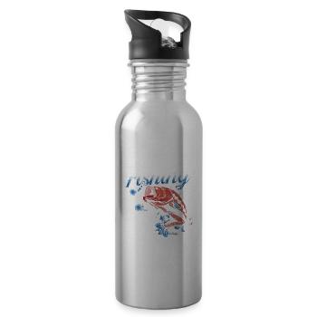 J’aime beaucoup pêcher pêcheur pêcheur pêche - Gourde avec paille intégrée - argent clair - Droite