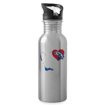 I love fishing fishing anglers - Water bottle with straw - silver - Right