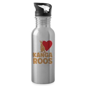 I love kangaroos lover kangaroo animal - Water bottle with straw - silver - Right