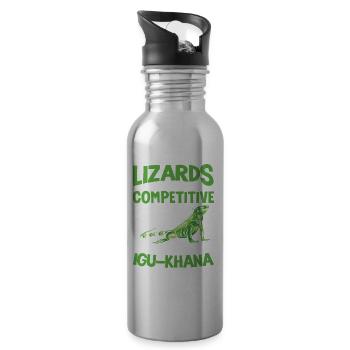 Lizards Competitive When They Take Part In The - Trinkflasche mit integriertem Trinkhalm - Lightsilver - Rechts