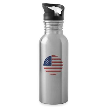 Bienheureuse Amérique américaine Patriotique États-Unis États-Unis - Gourde avec paille intégrée - argent clair - Droite
