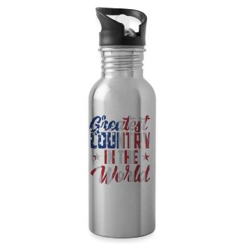 The greatest country in the world America USA US - Water bottle with straw - silver - Right