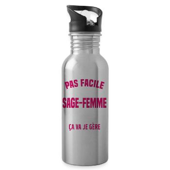 sage-femme et géniale mais ça va je gère - Gourde avec paille intégrée - argent clair - Droite