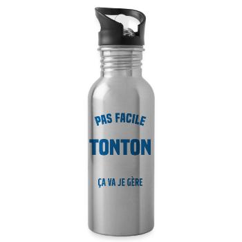 tonton génial cadeau humour tonton - Gourde avec paille intégrée - argent clair - Droite