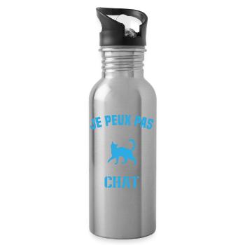 je peux pas j'ai câlins avec mon chat Cadeau - Gourde avec paille intégrée - argent clair - Droite