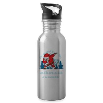 A Round Of Santa Plause für Männer Frauen und - Trinkflasche mit integriertem Trinkhalm - Lightsilver - Rechts