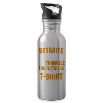 Retraité 2023 j'ai travaillé toute ma vie - Gourde avec paille intégrée - argent clair - Droite